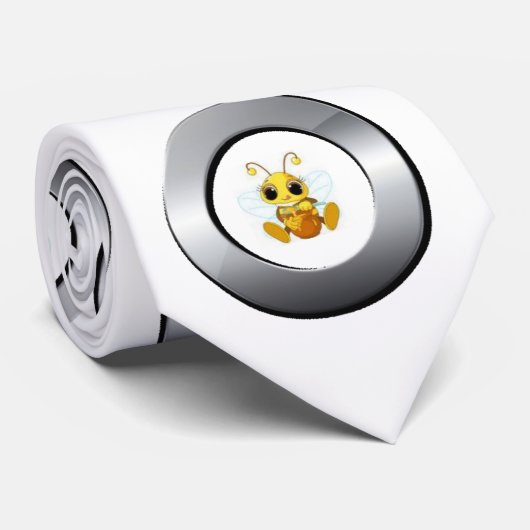 Mannen Designer Silver Honeybee Bumblebee Stropdas (Opgerold)