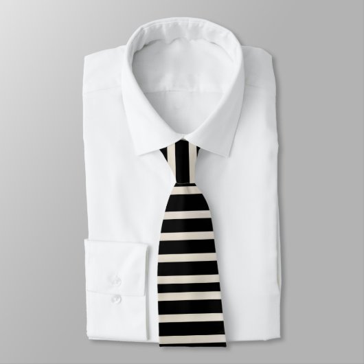 Mannen Designer Stropdassen Black en White Stripe (Gebonden)