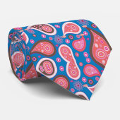 Mannen Designer Stropdassen Blue Pink Paisley (Opgerold)