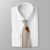 Mannen Designer Stropdassen Brown and White Stripe (Gebonden)