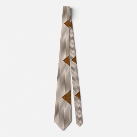 Mannen Designer Stropdassen Brown and White Stripe (Voorkant)