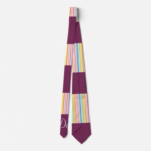 Mannen Designer Stropdassen Burgundy Stripe (Achterkant)