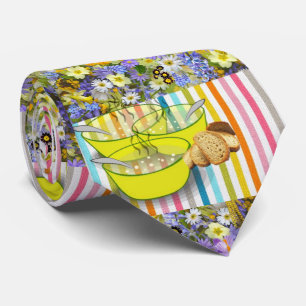 Mannen Designer Stropdassen Floral Stripe Soup