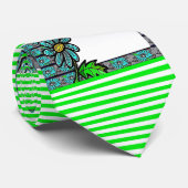 Mannen Designer Stropdassen Green Stripe Floral (Opgerold)