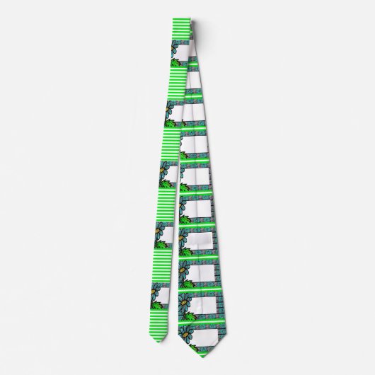 Mannen Designer Stropdassen Green Stripe Floral (Achterkant)
