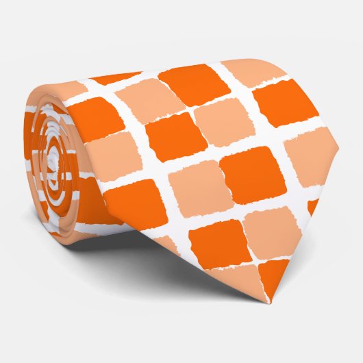 Mannen Designer Stropdassen Oranje vierkantjes (Opgerold)