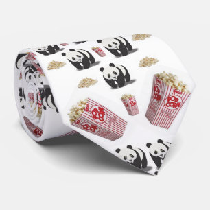 Mannen Designer Stropdassen Panda Beer Popcorn