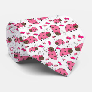 Mannen Designer Stropdassen Roze Ladybugs
