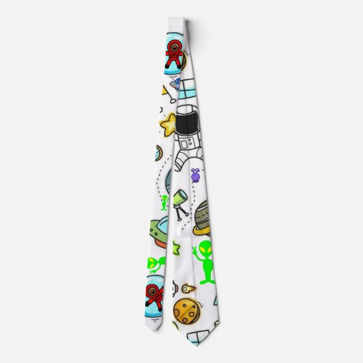 Mannen Designer Stropdassen Spaceship Aliens Astro (Achterkant)