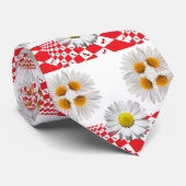Mannen Designer Stropdassen White Daisy Red Gecont (Opgerold)