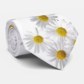 Mannen Designer White Daisy Stropdas (Opgerold)