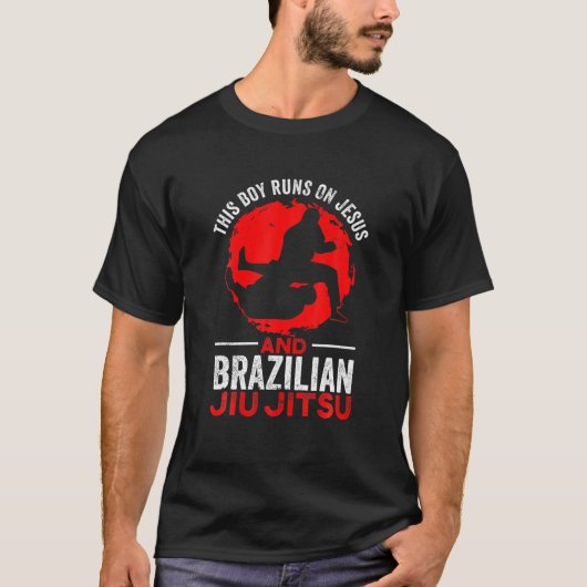 Mannen deze jongen rent op Jezus en Braziliaan BJJ T-shirt (Voorkant)