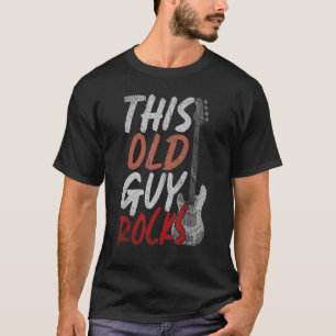Mannen deze ouwe vent Rocks blaast gitarist Music T-shirt