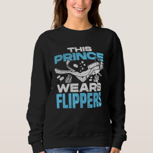 Mannen Deze Prins Draagt Flippers Duiker Scuba Dui Trui
