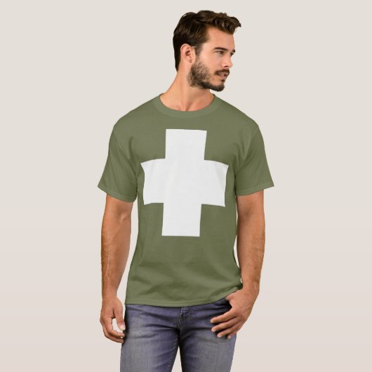 Mannen Deze-Zwitserse-vlag-is-a-Big-Plus Premium T-shirt (Voorkant volledig)