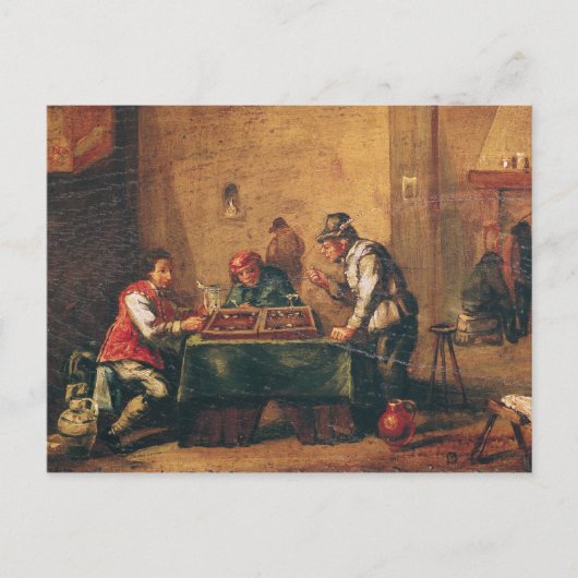 Mannen die Backgammon in een Tavern spelen Briefkaart (Voorkant)