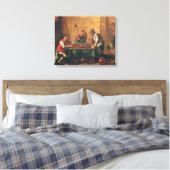 Mannen die Backgammon in een Tavern spelen Canvas Afdruk (Insitu (Slaapkamer))