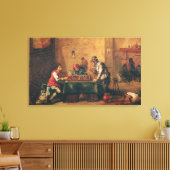 Mannen die Backgammon in een Tavern spelen Canvas Afdruk (Insitu (Woonkamer))