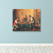 Mannen die Backgammon in een Tavern spelen Canvas Afdruk (Insitu (Houten vloer))