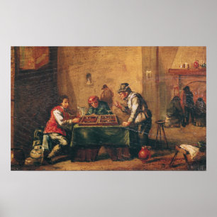 Mannen die Backgammon in een Tavern spelen Poster