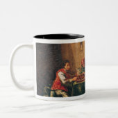 Mannen die Backgammon in een Tavern spelen Tweekleurige Koffiemok (Links)