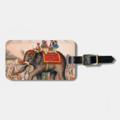 Mannen die een circusact uitvoeren met een olifant bagagelabel (Voorkant horizontaal)