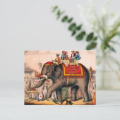 Mannen die een circusact uitvoeren met een olifant briefkaart (Staand voorkant)