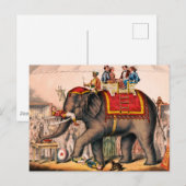 Mannen die een circusact uitvoeren met een olifant briefkaart (Voorkant / Achterkant)