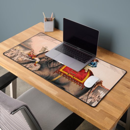 Mannen die een circusact uitvoeren met een olifant bureaumat (Kantoor 2)