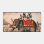 Mannen die een circusact uitvoeren met een olifant bureaumat (Voorkant)