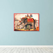 Mannen die een circusact uitvoeren met een olifant canvas afdruk (Insitu (Houten vloer))