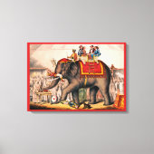 Mannen die een circusact uitvoeren met een olifant canvas afdruk (Voorkant)