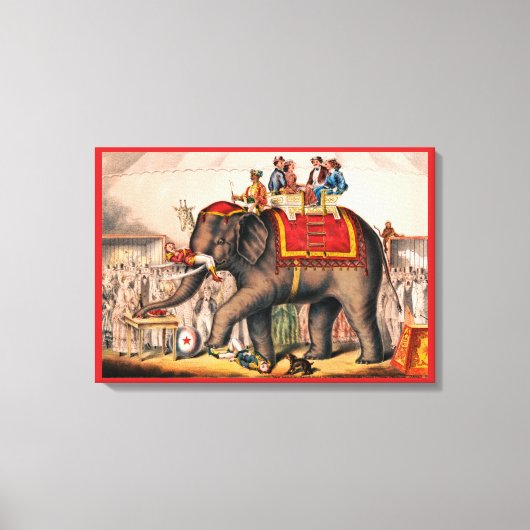 Mannen die een circusact uitvoeren met een olifant canvas afdruk (Voorkant)