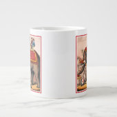 Mannen die een circusact uitvoeren met een olifant grote koffiekop (Voorkant)