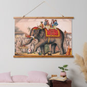 Mannen die een circusact uitvoeren met een olifant hangend wandkleed (Slaapkamer)