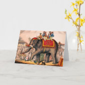 Mannen die een circusact uitvoeren met een olifant kaart (Gele Bloem)