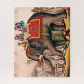 Mannen die een circusact uitvoeren met een olifant legpuzzel (Verticaal)