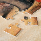 Mannen die een circusact uitvoeren met een olifant legpuzzel (Zijkant)