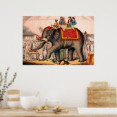 Mannen die een circusact uitvoeren met een olifant poster (Keuken)