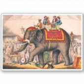Mannen die een circusact uitvoeren met een olifant sticker (Voorkant)