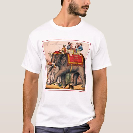 Mannen die een circusact uitvoeren met een olifant t-shirt (Voorkant)