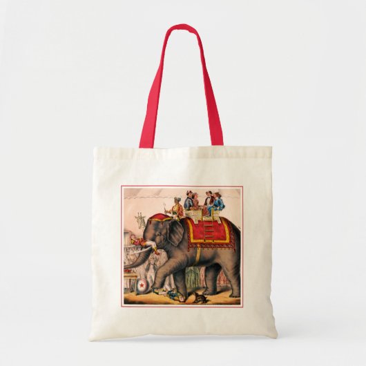 Mannen die een circusact uitvoeren met een olifant tote bag (Voorkant)