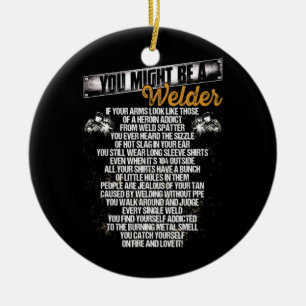 Mannen die je misschien een lasser metaal smal keramisch ornament