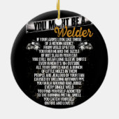 Mannen die je misschien een lasser metaal smal keramisch ornament (Achterkant)