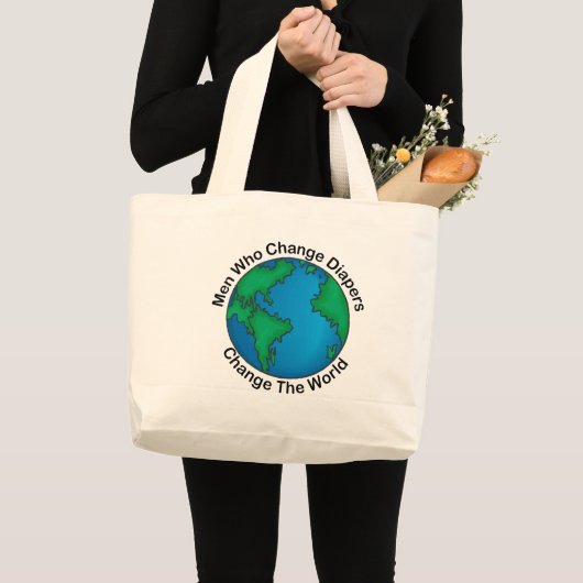 Mannen die luiers veranderen, veranderen de wereld grote tote bag (Voorkant (product))
