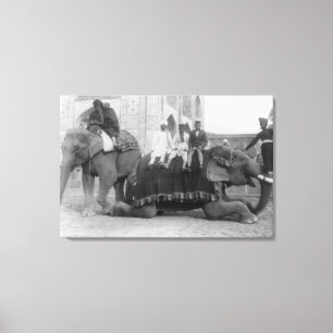 Mannen die olifanten in India fotograferenIndia Canvas Afdruk