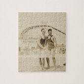 Mannen die op strand staan legpuzzel (Verticaal)