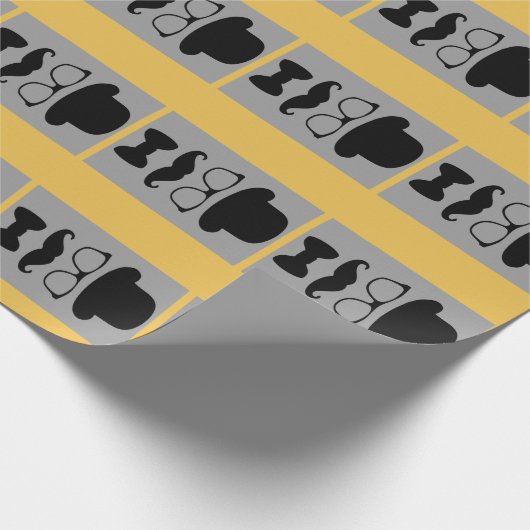 Mannen die Pet van Bowler, bril, snor, pakken Cadeaupapier (Hoek)