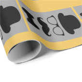 Mannen die Pet van Bowler, bril, snor, pakken Cadeaupapier (Rol Hoek)