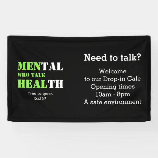 MANNEN DIE PRATEN HEAL Custom Mental Health Drop-I Spandoek (Horizontaal)